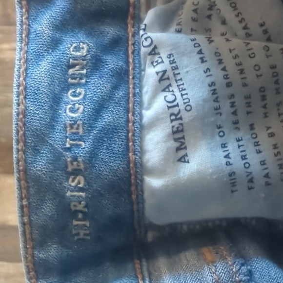 AE American Eagle "Hi-Rise Jegging" destroyed skinny Stretch Denim Jeans sz 00R - Picture 13 of 13